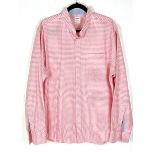Men’s Bonobos Pink Gingham Casual Button Down Shirt Size L